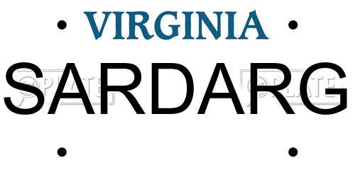 SARDARG Virginia License Plate