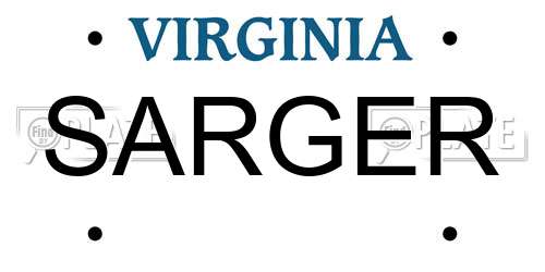SARGER Virginia License Plate