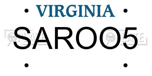 SAROO5 Virginia License Plate
