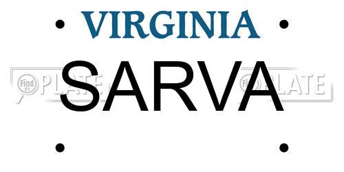 SARVA Virginia License Plate