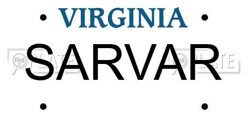 SARVAR Virginia License Plate