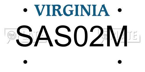 SAS02M Virginia License Plate