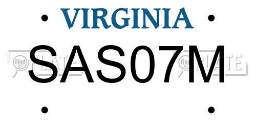 SAS07M Virginia License Plate