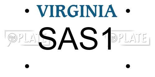 SAS1 Virginia License Plate