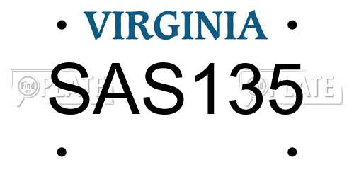SAS135 Virginia License Plate