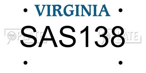 SAS138 Virginia License Plate