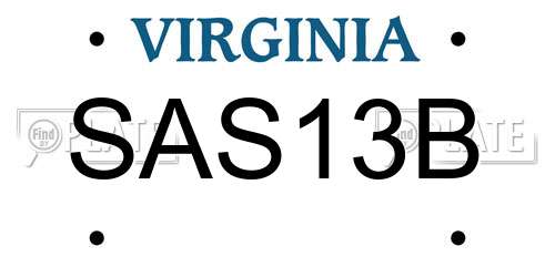 SAS13B Virginia License Plate