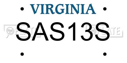 SAS13S Virginia License Plate