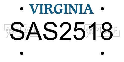 SAS2518 Virginia License Plate