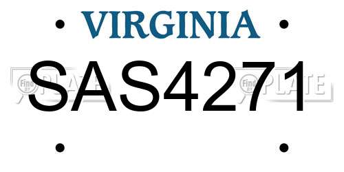 SAS4271 Virginia License Plate