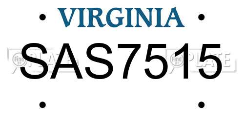 SAS7515 Virginia License Plate