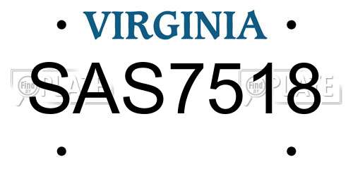 SAS7518 Virginia License Plate