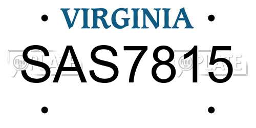 SAS7815 Virginia License Plate
