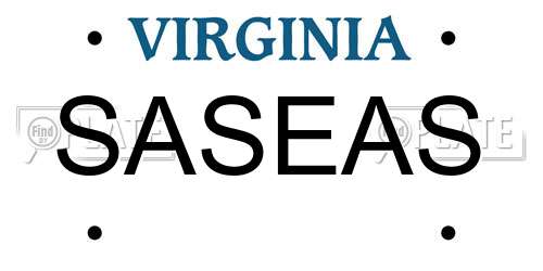 SASEAS Virginia License Plate