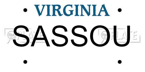 SASSOU Virginia License Plate