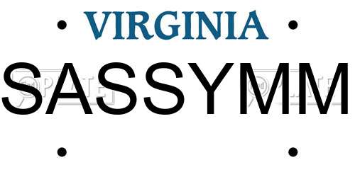 SASSYMM Virginia License Plate