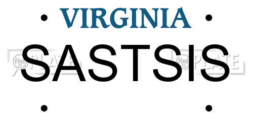 SASTSIS Virginia License Plate
