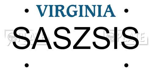 SASZSIS Virginia License Plate