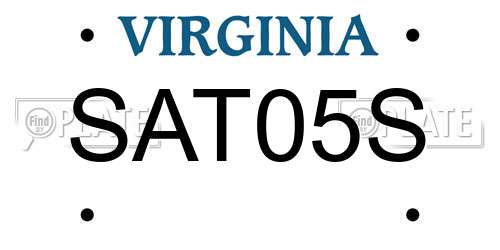 SAT05S Virginia License Plate