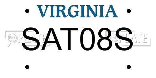 SAT08S Virginia License Plate
