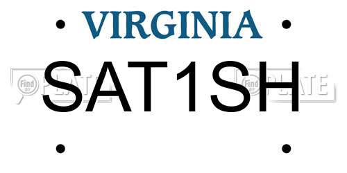 SAT1SH Virginia License Plate