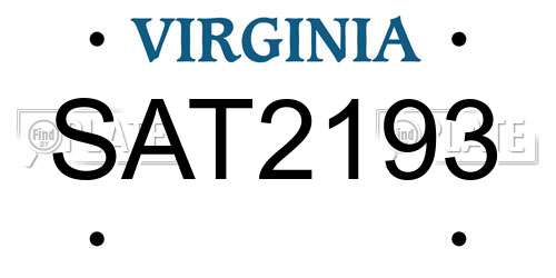 SAT2193 Virginia License Plate