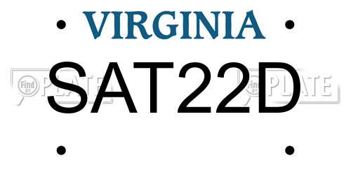 SAT22D Virginia License Plate