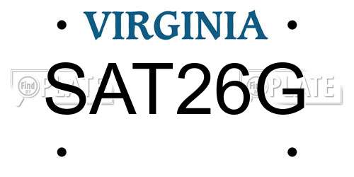 SAT26G Virginia License Plate