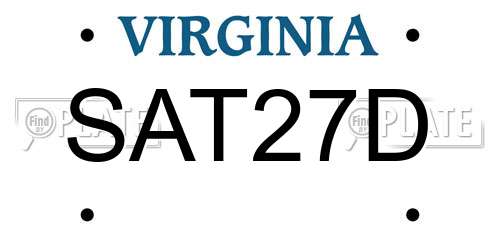 SAT27D Virginia License Plate