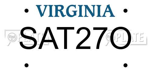 SAT27O Virginia License Plate