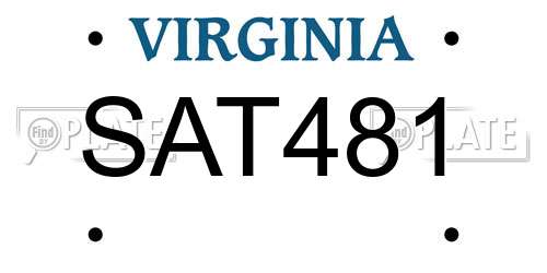 SAT481 Virginia License Plate