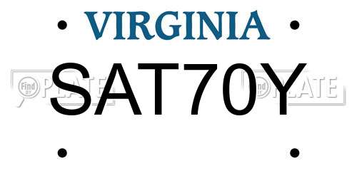 SAT70Y Virginia License Plate
