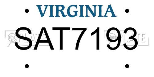 SAT7193 Virginia License Plate