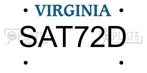 SAT72D Virginia License Plate