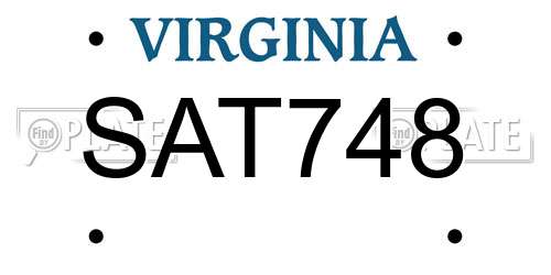 SAT748 Virginia License Plate