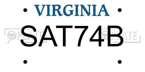 SAT74B Virginia License Plate