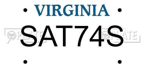 SAT74S Virginia License Plate