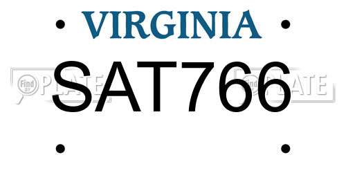 SAT766 Virginia License Plate