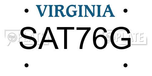 SAT76G Virginia License Plate