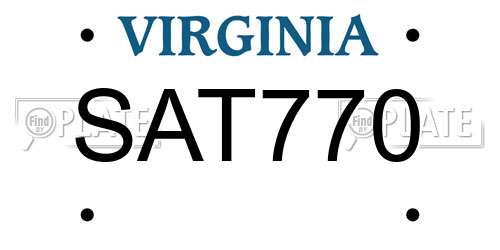 SAT770 Virginia License Plate