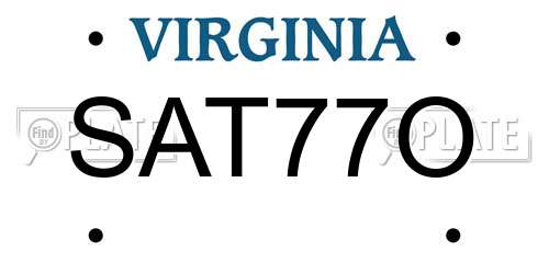 SAT77O Virginia License Plate