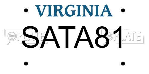 SATA81 Virginia License Plate