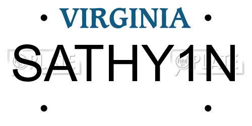 SATHY1N Virginia License Plate