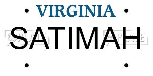 SATIMAH Virginia License Plate