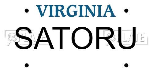 SATORU Virginia License Plate
