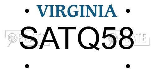 SATQ58 Virginia License Plate