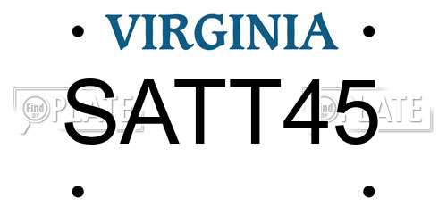 SATT45 Virginia License Plate