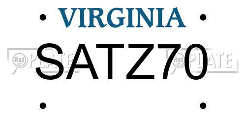 SATZ70 Virginia License Plate