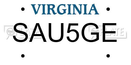 SAU5GE Virginia License Plate