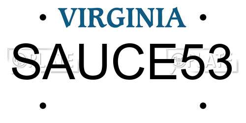 SAUCE53 Virginia License Plate